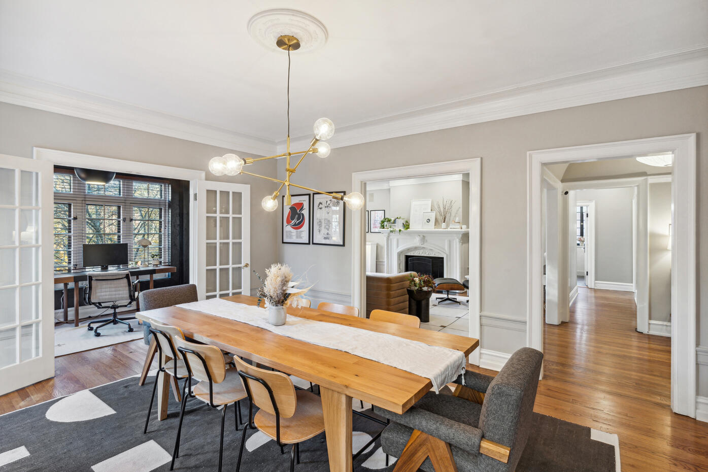 Chicago dining room and home office real estate photography with natural light