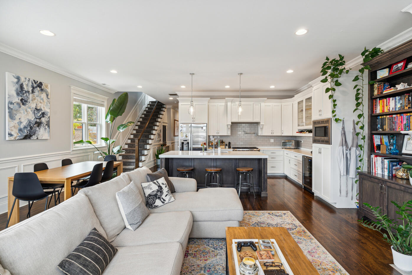 Open concept living and dining room real estate photography Chicago
